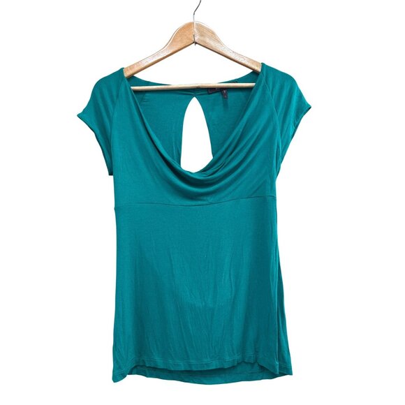 BCBGMAXAZRIA Emerald Green Draped Open Back Top S - Picture 1 of 6